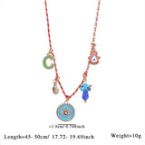 FABRIC SUN MOON NECKLACE WITH PINK CRYSTAL CHARM_CWMM7539