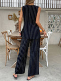 Striped Tank Top Wide Leg Pants Loose Suit