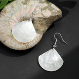 NEW FAN SHAPE NATURAL WHITE SHELL EARRINGS_CWMM4277