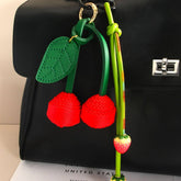 CUTE PU CHERRY WOVEN BALL KEYCHAIN CHARM_CWMM7830