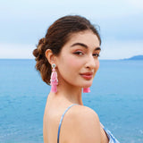 MINT MAMBO STYLE TRANSPARENT TASSEL EARRINGS_CWAJE1661