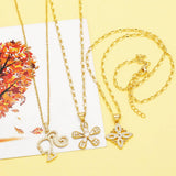 GOLD PLATED DIAMOND FLOWER PENDANT NECKLACE_CWAJE0893