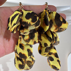 HANDMADE LEOPARD TASSEL EARRINGS BOLD LONG DROPS_CWMM6179