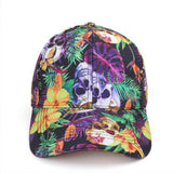 SKULL LEAF PRINT GRAFFITI BASEBALL CAP SUN HAT CWAH1549