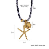 OCEAN ROPE NECKLACE WITH STARFISH FISH CHARMS_CWMM8813