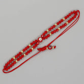 METAL COPPER BEAD RED FORTUNE BRAIDED BRACELET_CWMM3853