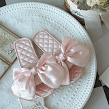 Womens Large Bow Dressing Gown Slippers_Cwmm2946