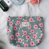 Vintage Corduroy Floral Makeup Bag For Travel_Cwab1215