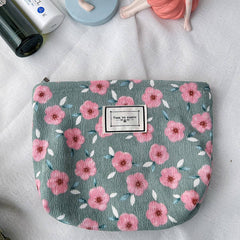 Vintage Corduroy Floral Makeup Bag For Travel_Cwab1215