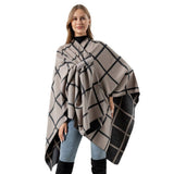 SOLID COLOR PLAID CAPE CLOAK PLAIN SHAWL_CWASC2257