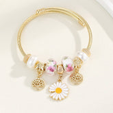 Unique Beaded Bracelet With Flower Eye Pendant_Cwmm8589