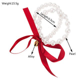 DELICATE HEART PEARL BOW HAIR TIE FOR WOMEN_CWAHA6237