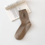 Warm Coffee Embroidered Bear Women'S Socks_Cwms1399