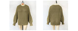 Solid Color Crew Neck Plus Size Pullover Sweater