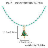Cwaje2515_Christmas Tree Santa Claus Rice Bead Necklace