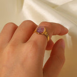 INLAID NATURALSTONE STAINLESS STEEL OPEN RINGS_CWAJE1229