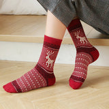 5 PAIRS OF CHRISTMAS CARTOON ELK WARM SOCKS_CWMS0684