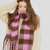 Black & White Plaid Fau Cashmere Scarf_Cwasc0324