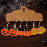 HALLOWEEN PUMPKIN BLACK CAT PENDANT EARRINGS_CWAJE1976