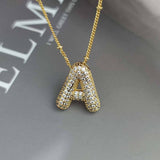 COPPER ZIRCONIA 26 LETTERS PENDANT NECKLACE_CWMM5869