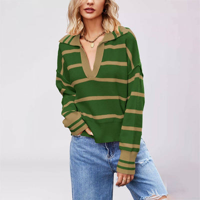 Women¡¯S Color Block Striped Knit Sweater Autumn_Cwoswl07182