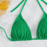 HIGH WAIST BIKINI SET SLIMMING SOLID COLOR SWIMSUIT_CWMW0155