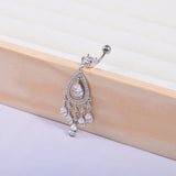 TEARDROP CZ TASSEL NAVEL RING BELLY PIERCING_CWMM9368