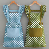 CUTE DOTS PRINTED BOW DECORATED APRONS WITH POCKETS_CWMM2051