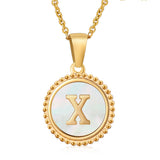 18K GOLD STAINLESS STEEL SHELL LETTER NECKLACE_CWAJE0686