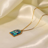 BLUE ARCHES EVIL EYE OIL DROP NECKLACE_CWMM5594
