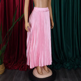 PLUS SIZE MID HIGH WAIST PLEATED LONG SKIRT_CWDMD3676