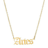 STAINLESS STEEL ZODIAC PENDANT CLAVICLE NECKLACE_CWMM2719