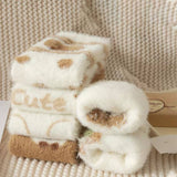 BROWN WARM CARTOON CUTE MID TUBE SOCKS_CWMS0794