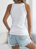 Solid-Color Hollowed-Out Sleeveless Knitted Top