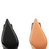 Women Shallow Pointed Toe Metal Buckle High Heels