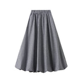 PLAID HIGH WAIST A LINE LANTERN MIDI SKIRT_CWBMS0364