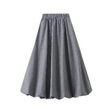 PLAID HIGH WAIST A LINE LANTERN MIDI SKIRT_CWBMS0364