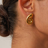 18K GOLD STAINLESS STEEL SPIRAL HOOP EARRINGS_CWASC1658