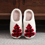 Winter Christmas Tree Patterned Cotton Slippers