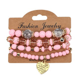 Cwmm10451_Boho Beaded Heart Bracelet Set 4Pcs Elastic