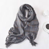 Women Simple Warm Plaid Scarf