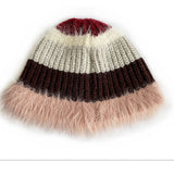 STRIPED COLORBLOCK PLUSH EDGE WOMENS KNITTED HAT_CWAH2062