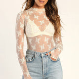 SEMI SHEER MESH LACE TOP BOTTOMING SHIRT_CWTBLL2660