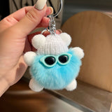 CUTE RABBIT FUR BRIQUETTES CAR KEYCHAIN PENDANT_CWMM2480