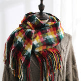 PLAID FRINGE SCARF TRENDY WINTER WRAP_CWASC0199