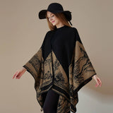 CAPE DARK DOUBLE SIDED WARM OUTER WEAR THICK SHAWL_CWASC2116