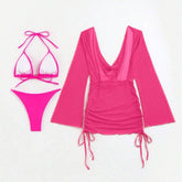 Women Mesh Blouse Swimsuit Three Piece Set_Cwmw0316