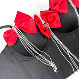 EXQUISITE RHINESTONE TASSEL BOW HERRINGBONE BRA_CWMM4152