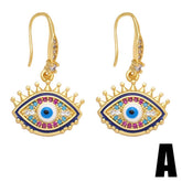 COLORED ZIRCON DEVILS EYE PENDANT EARRINGS_CWAJE1004