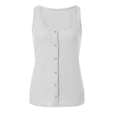 U Neck Solid Color Sleeveless Breasted Vest